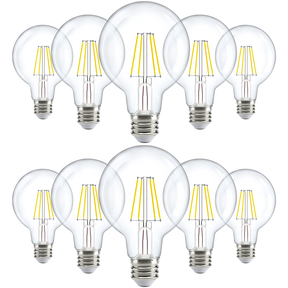 Sunco 10 Pack G25 LED Light Bulb, Globe, E26, 5W=60W, 3000K Warm White