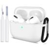 ATUAT for AirPods Pro 1st/2nd Generation Case Cover, Protective Silicone Skin Accessories with Keychain for Women Men for Apple AirPods Pro 2019/2022 Charging Case,Front LED Visible-White view 1