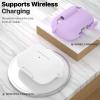 ATUAT for AirPods Pro 1st/2nd Generation Case Cover, Protective Silicone Skin Accessories with Keychain for Women Men for Apple AirPods Pro 2019/2022 Charging Case,Front LED Visible-White view 3
