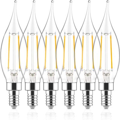 60W Equivalent Dimmable LED Chandelier Bulb - 4.5W 2700K Soft White Vintage Filament Candle Bulb, E12 Candelabra Base, 6 Pack