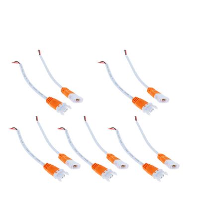 Fielect 5Pcs Waterproof Power Male to Female Connector Cable 2Pin 20cm Long for LED Light Strip White Orange