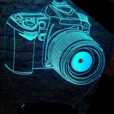 Jinnwell 3D Camera Night Light Lamp Illusion Led 7 Color Changing Touch Switch Table Desk Decoration Lamps Gift with Acrylic Flat ABS Base USB Cable Toy