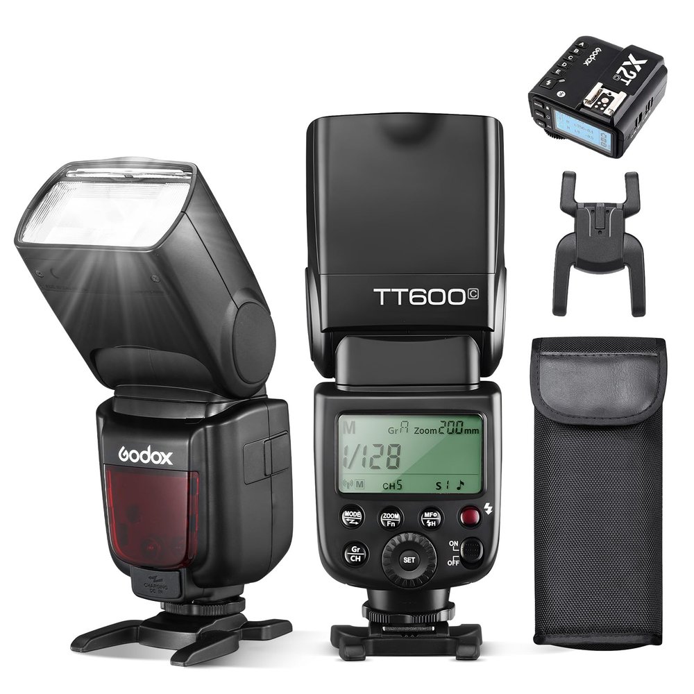 Godox TT600 HSS 1/8000s Flash Speedlite with Godox X2T-C Remote Trigger Transmitter,Built-in 2.4G Wireless X System Compatible for Canon