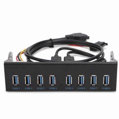 USB 3.0 8 Port Hub with Optical Drive Panel 19PIN Front Panel Adapter for PC Computer Extension