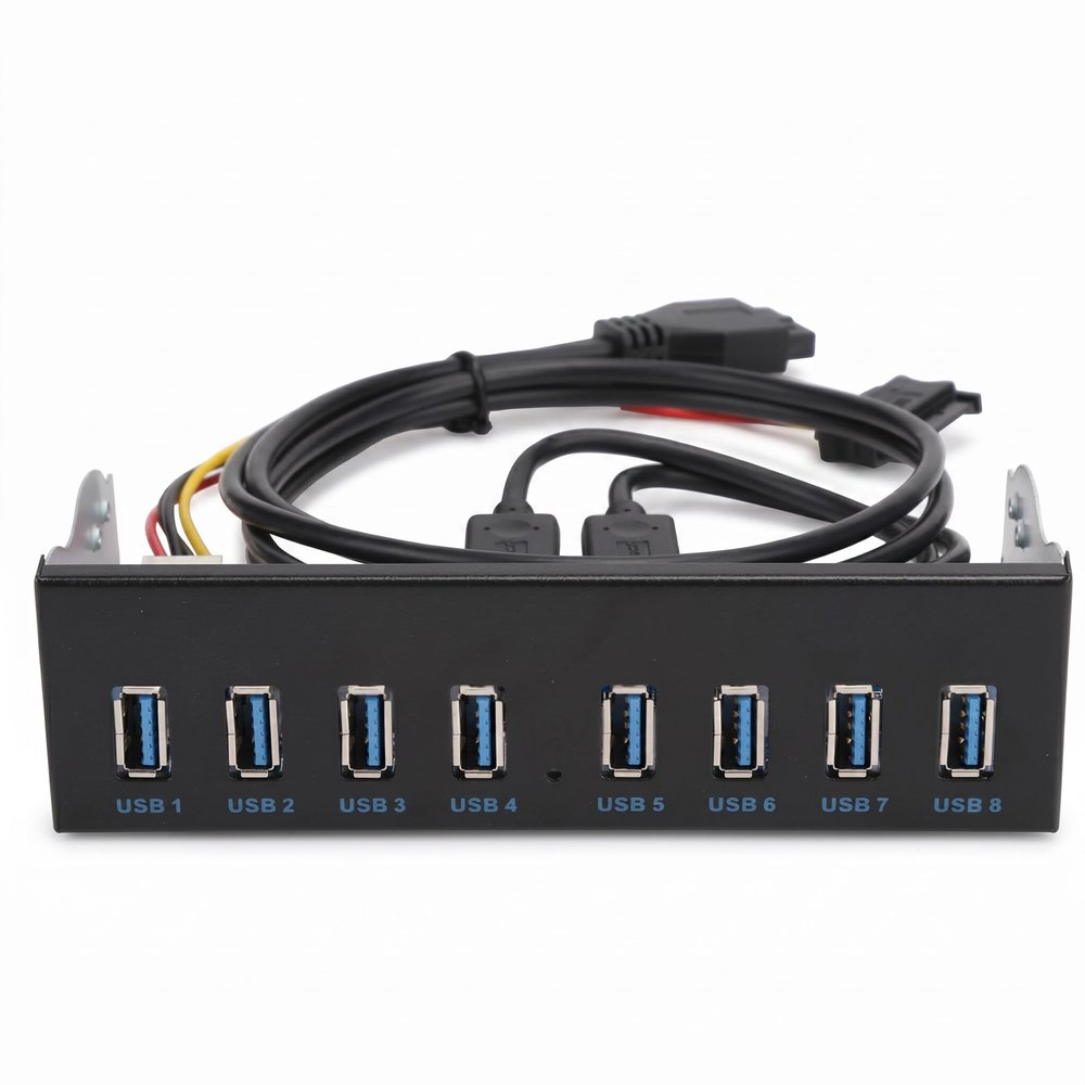 USB 3.0 8 Port Hub with Optical Drive Panel 19PIN Front Panel Adapter for PC Computer Extension