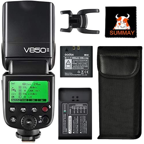 Godox V850ii GN60 1/8000s HSS Camera Flash Speedlight Compatible for All Brand Cameras 650 Full Power Pops 1.5s Recycle time 2000mAh Rechargeable Battery (V850II)