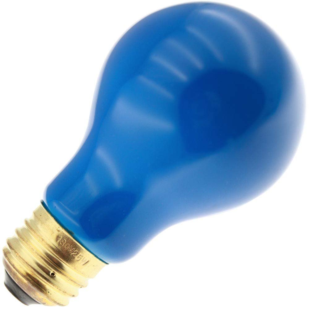 Specialty/Decorative 25A19/B, 25 Watt, 130 Volt, Medium Base, A19 Ceramic Blue Light Bulb (12 Pack)