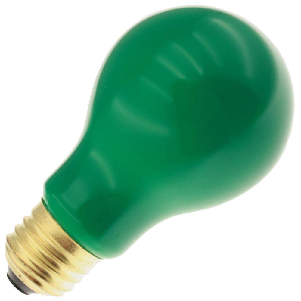 Specialty/Decorative 25A19/G, 25 Watt, 130 Volt, Medium Base, A19 Ceramic Green Light Bulb (12 Pack)