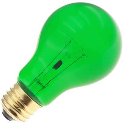 Specialty/Decorative 25A19/TG, 25 Watt, 130 Volt, A19, Medium Base, Transparent Green Light Bulb (12 Pack)