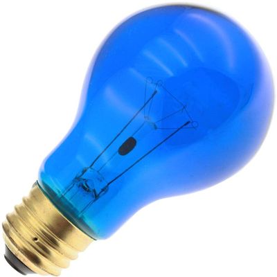 Specialty/Decorative 25A19/TB, 25 Watt, 130 Volt, A19, Medium Base, Transparent Blue Light Bulb (12 Pack)