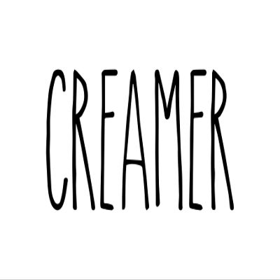 Creamer Vinyl Sticker - Farmhouse Style Skinny Font - Home Kitchen Decor - 6w x 3h inches - Die Cut Decal - Gold