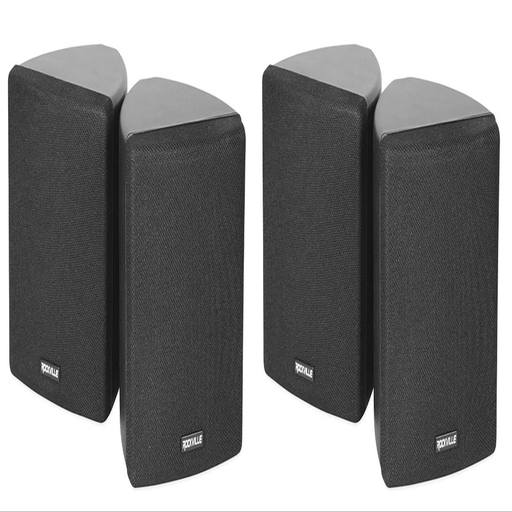 Rockville Cube 3.5 in 30-Watt RMS Home Theater Wall Speakers, Black, Swivel Brackets and Pivoting Mounts, Compact Surround Channels for Living Room or Media Spaces, 2-Piece
