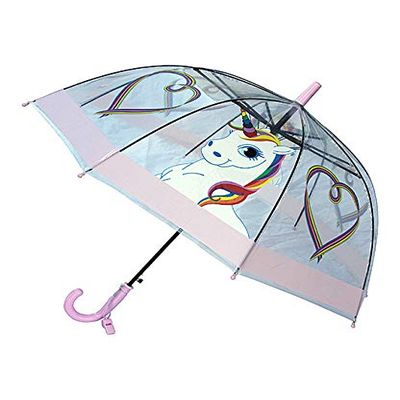 Foxfire for Kids FOX-622-78 Childrens Rainbow Unicorn Umbrella, Clear