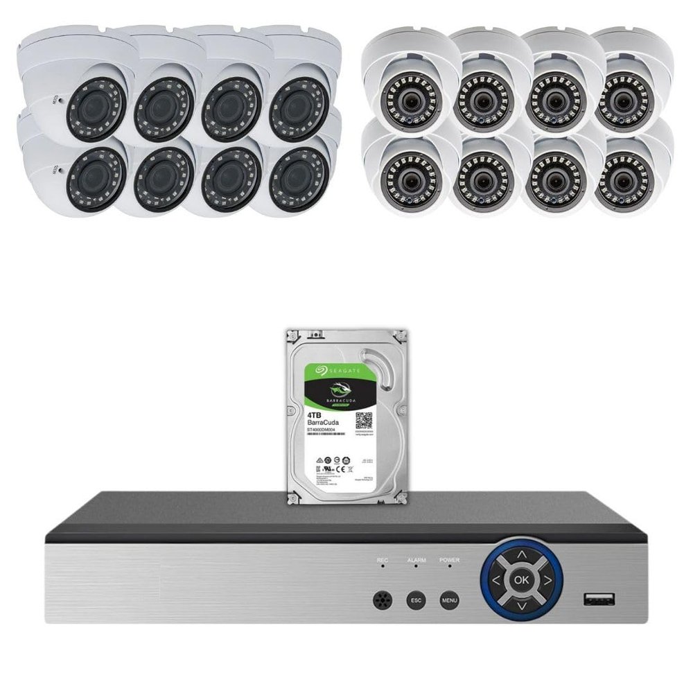 Evertech Security Camera System 16 Channel HD H.264 DVR with 4TB HDD and (16) 1080P HD Outdoor Indoor Weatherproof CCTV Cameras Smartphone Remote Monitoring