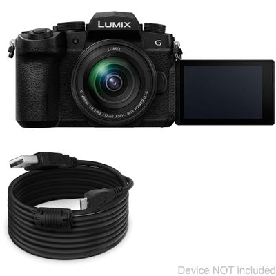 BoxWave Cable Compatible with Panasonic Lumix G95 (DC-G95MK) - DirectSync (15 ft) Cable, Extra Long Charge and Sync Cable - Black