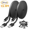 2 Pack 13.1FT Power Extension Cable Compatible with WyzeCam,Wyze Cam v4,WyzeCam Pan,WYZE Cam OG,Kasa Cam,Nest Cam,Blink,Cloud Cam,USB to Micro USB Durable Charging and Data Sync Cord for Camera-Black view 1