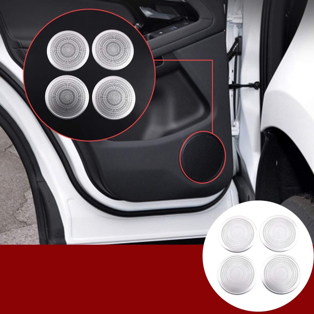 YIWANG Aluminum Alloy Car Door Tweeter Speaker Cover Trim 4pcs for Land Rover Range Rover Evoque 2019 2020 Auto Accessories
