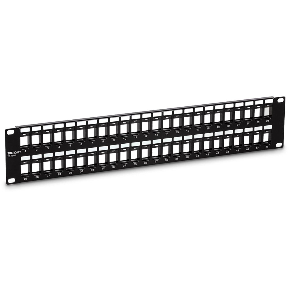 TRENDnet 48-Port Blank Keystone 2U HD Patch Panel, TC-KP48, 2U 19 Metal Rackmount Housing, HD Keystone Network Patch Panel, Recommended w/TC-K25C6 & TC-K50C6 Cat6 Keystone Jacks (Sold Separately)
