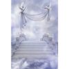 CSFOTO 8x12ft Stairway to Heaven Backdrop Kingdom of God Paradise Stairs Holy Sky Clouds Dove Background Church Event Decorative Props Angel Wings Background Memorial Backdrop for Funeral view 1