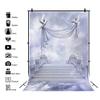 CSFOTO 8x12ft Stairway to Heaven Backdrop Kingdom of God Paradise Stairs Holy Sky Clouds Dove Background Church Event Decorative Props Angel Wings Background Memorial Backdrop for Funeral view 2