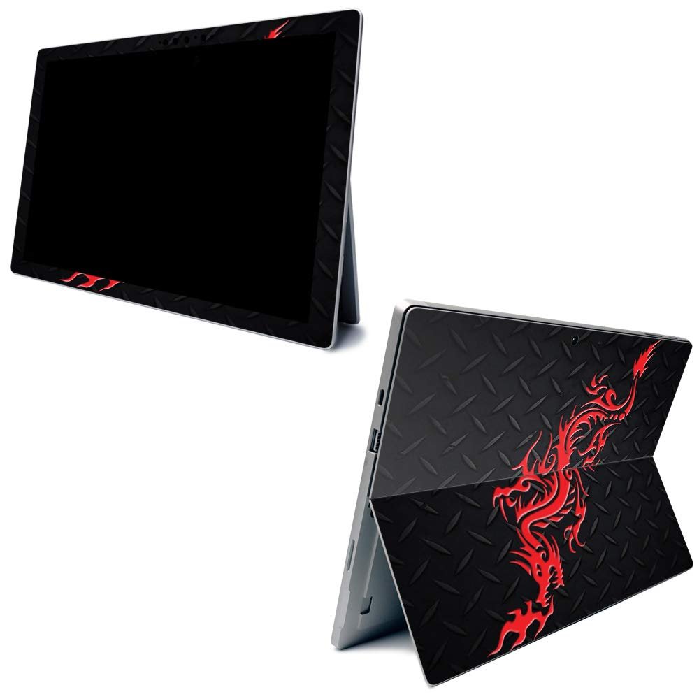 MightySkins Carbon Fiber Skin for Microsoft Surface Pro 7 - Red Dragon | Textured Carbon Fiber Finish | Easy to Apply, Remove, and Change Styles | Made in The USA