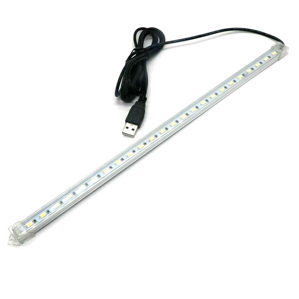 30CM D4W LED Strip Bar LED Light C 5V Hard Strip W/USB Switch Cabinet Cupboard Lamp (White) JIATONG