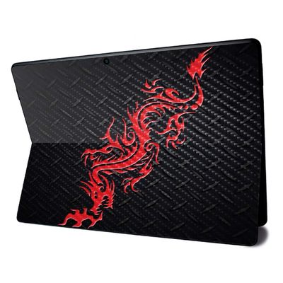 MightySkins Carbon Fiber Skin for Microsoft Surface Pro X - Red Dragon | Textured Carbon Fiber Finish | Easy to Apply, Remove, and Change Styles | Made in The USA