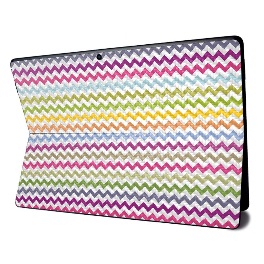 MightySkins Carbon Fiber Skin for Microsoft Surface Pro X - Rainbow Chevron | Textured Carbon Fiber Finish | Easy to Apply, Remove, and Change Styles | Made in The USA