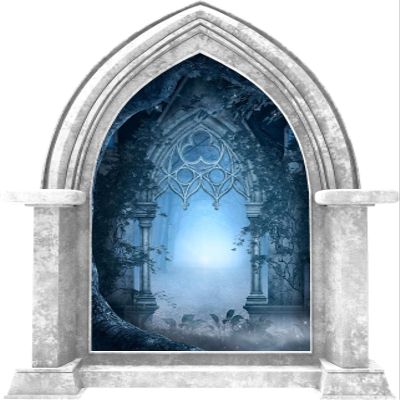 Castle Scape Blue Fantasy Forest Path Marble Window Wall Decal Medieval Removable Fabric Vinyl Wall Sticker Boys Room Decor 36 inch