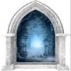 Castle Scape Blue Fantasy Forest Path Marble Window Wall Decal Medieval Removable Fabric Vinyl Wall Sticker Boys Room Decor 36 inch view 1