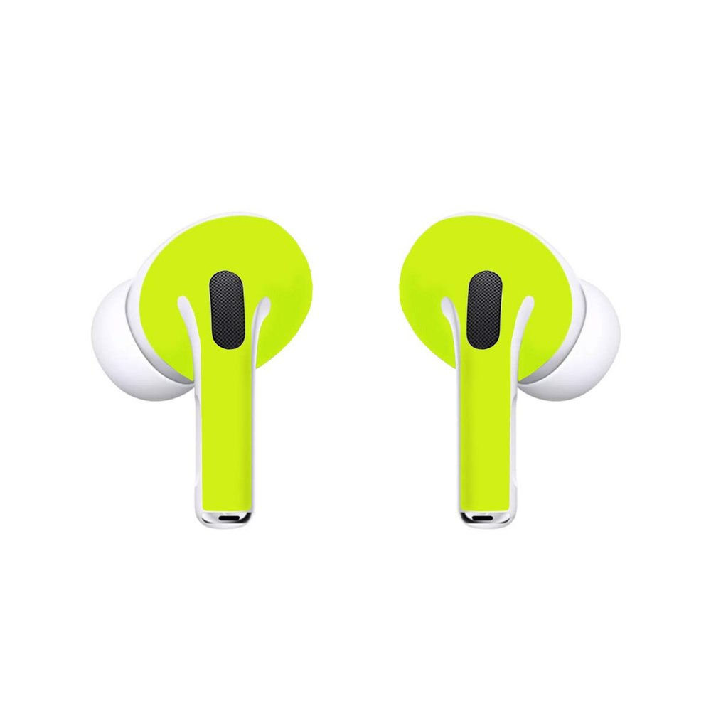 SopiGuard Sticker Skin for 2022 Apple AirPods Pro 1st and 2nd Gen Earbuds Vinyl Wrap (3M Neon Yellow)