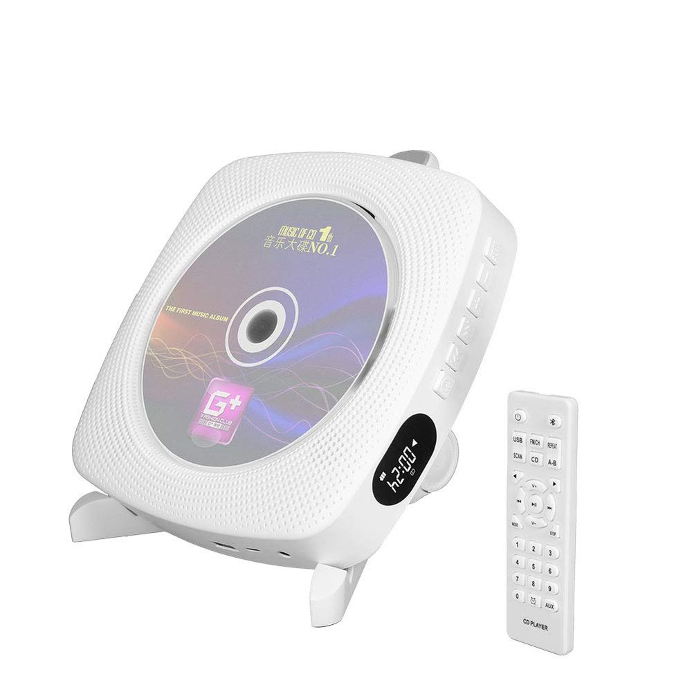 CD Player, Bluetooth HiFi Speaker, USB Flash Player, AUX line-in Audio Boombox, FM Radio, Portable, Wall Mountable and Desk Stand, with Remote Control