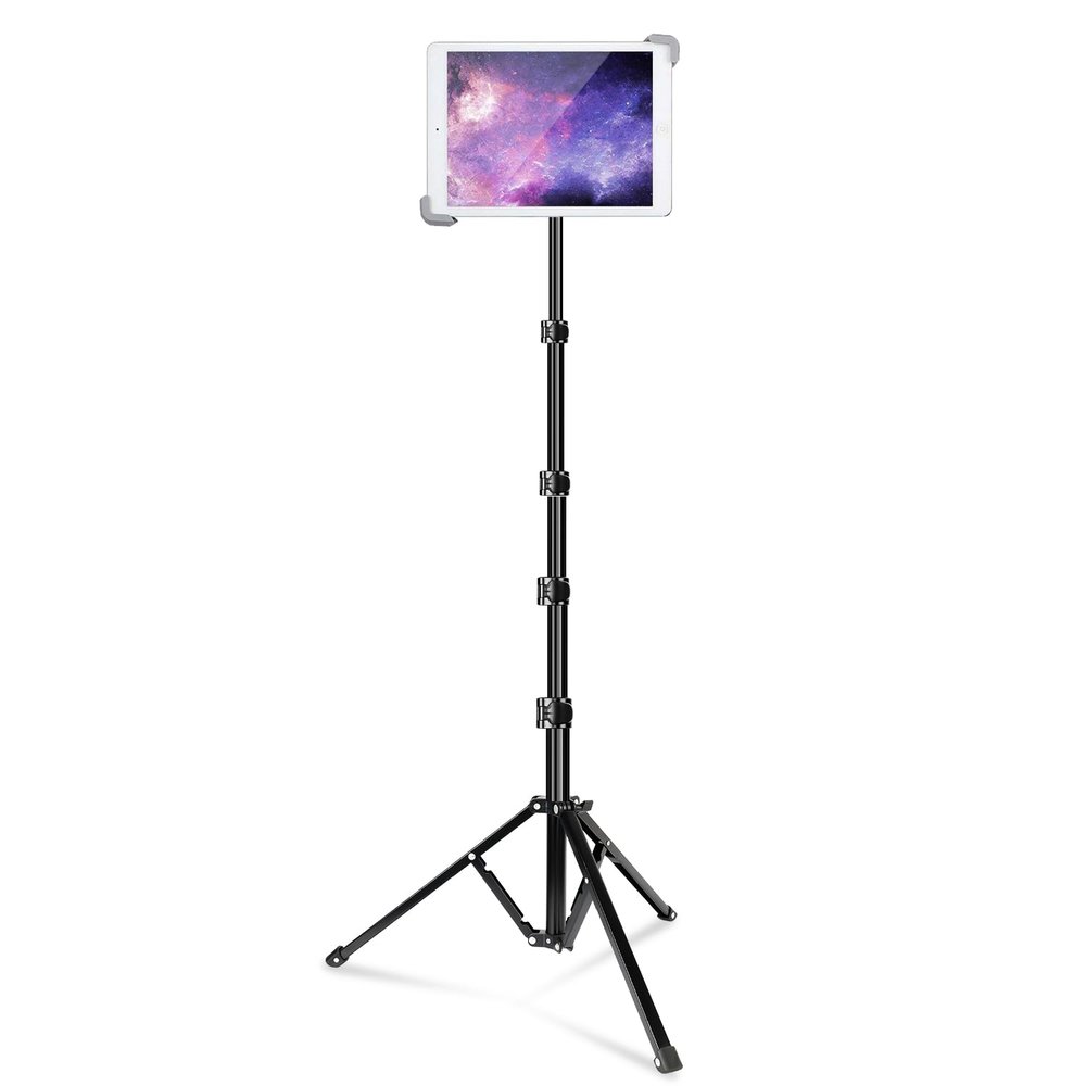 elitehood iPad Tripod Stand, Aluminum Alloy iPad Stand, 360 Rotation Adjustable Height iPad Stand Holder for Floor, Universal Compatible with All 7.9-11 Inch Tablet