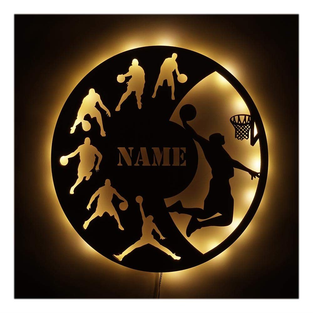 NEID Personalized Basketball Player Lamp Night Light Bedside Lamp - Basketball Room Decor Personalized with Name - for Any Sports Fan or Team
