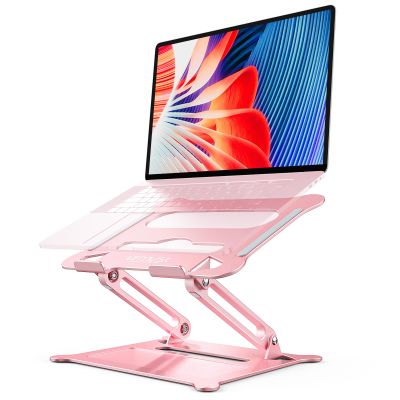 Urmust Laptop Stand for Desk Aluminum Computer Stand Riser Holder for Laptop Compatible with MacBook Air Pro, Dell, HP, Lenovo Samsung, Alienware All Laptops 11-15.6"(Pink)