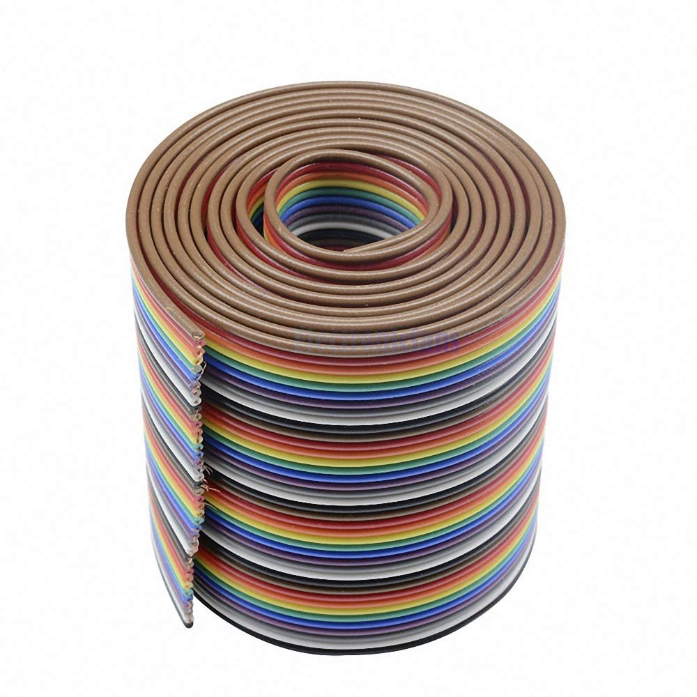 1M 3.3ft 40 Way 40 pin Flat Color Rainbow Ribbon IDC Cable Wire Rainbow Cable in Stock