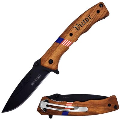GIFTS INFINITY Customized Pocket Folding Knife with Metal Blade Engraving - Groomsmen Wedding Party Personalized Monogrammed Engraved for Free (GI-55RW)