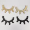 2pcs Sleepy Eyes Wall Decor Nordic Style Cute Wooden 3D Eyelash Wall Stickers Vinyl Decal Kids Nursery Baby Room Bedroom Wall Art, Gift for Baby Shower Christmas, Holiday Room Decoration (Gold) view 3