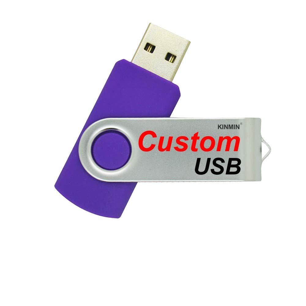 KINMIN Custom USB Flash Drives - Pack of 50 Customizable USB Stick 128GB with Logo Print, Personalized USB Memory, Promotional Favors for Branding
