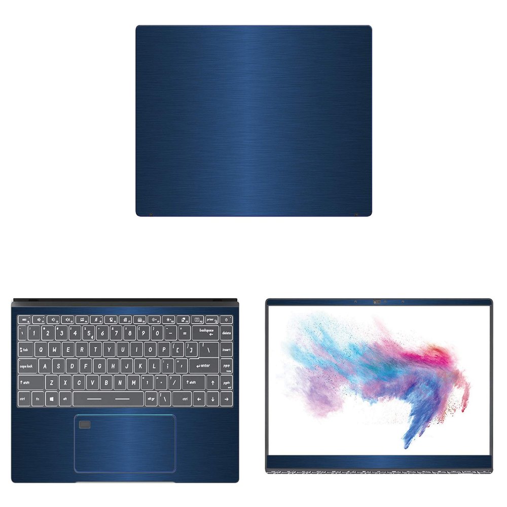 Decalrus - Protective Decal for MSI Prestige 14 A10SC (14" Screen) Laptop Blue Texture Brushed Aluminum Skin case Cover wrap BAmsiPrestige14_a10scBlue