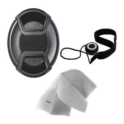Lens Cap Center Pinch for Canon EOS Rebel T7i (58mm) + Lens Cap + Microfiber Cloth