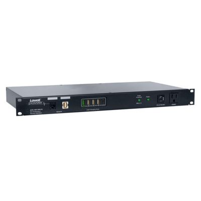 Lowell ACR-1507-SSI-FC PDU with 7 (15A) Outlets, Surge Suppression, Network Interface, Charging Ports (Front); AC Power Outlets: 7 Total (15A) NEMA Outlets, 1 Front, 6 Rear