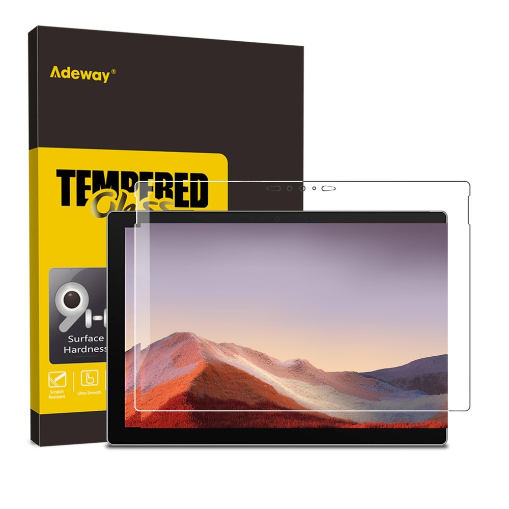 Adeway Microsoft Surface Pro 7 / Pro 7 Plus Screen Protector, Precise cutouts/Tempered Glass/Ultra Sensitive/Lifetime Replacement, Only Compatible for Surface Pro 7 (12.3 Inch)