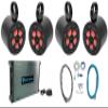 Rockville RKL65MBW Bundle: (2) 6.5 in 700-Watt Marine Speakers with LED, (2) MAC65B Wakeboard Tower Enclosures, DBM45 4-Channel 2000-Watt Peak/500-Watt RMS Amp, RMWK4 4 AWG Amp Wire Kit, 6-Items view 1