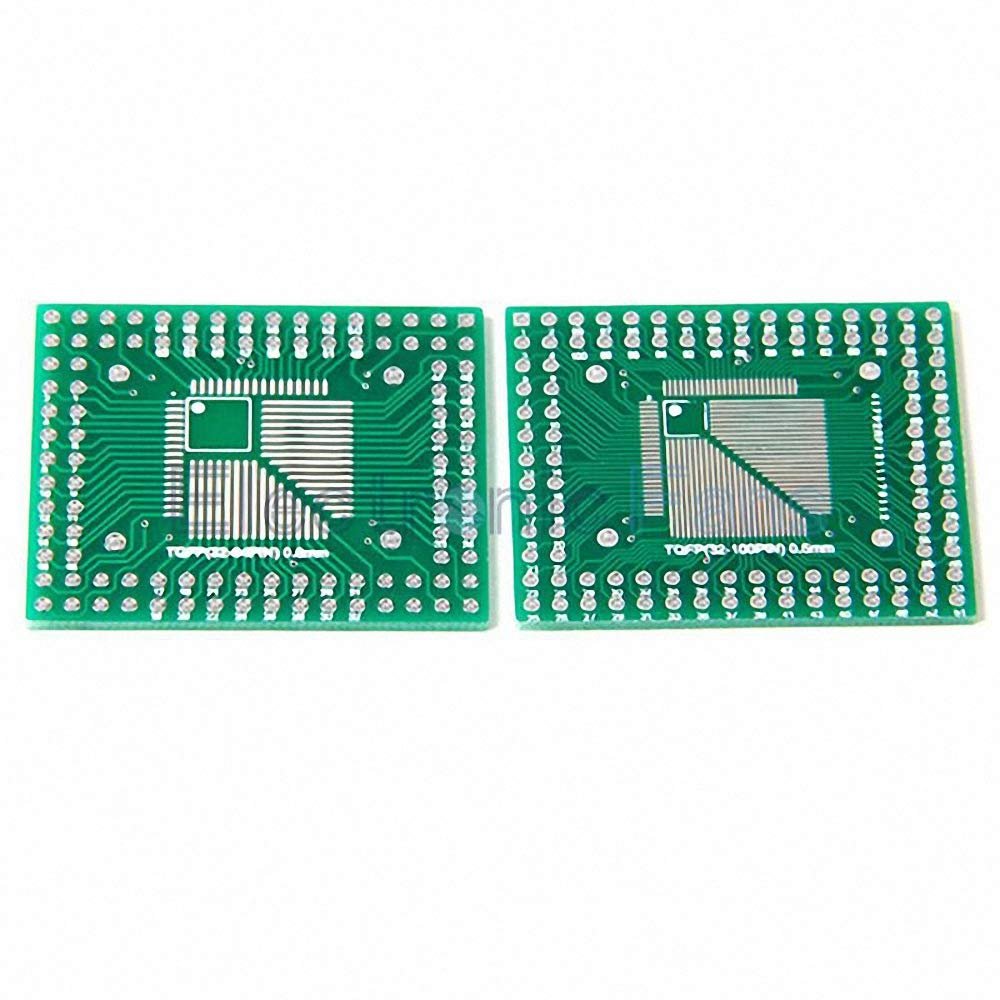 2Pcs QFP/TQFP/LQFP/FQFP 32/44/64/80/100 to DIP Adapter PCB Board Converter