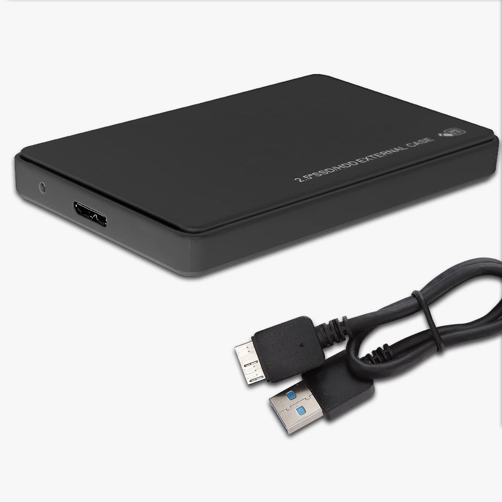 ASHATA 2.5 Inch Enclosure, Portable Hard Drive Case with USB 3.0 for Laptop Drive SSD, Support 2.5 Inch for SATA/ for SATA 2/ for SATA 3 and SSD Solid State Drive (Black)