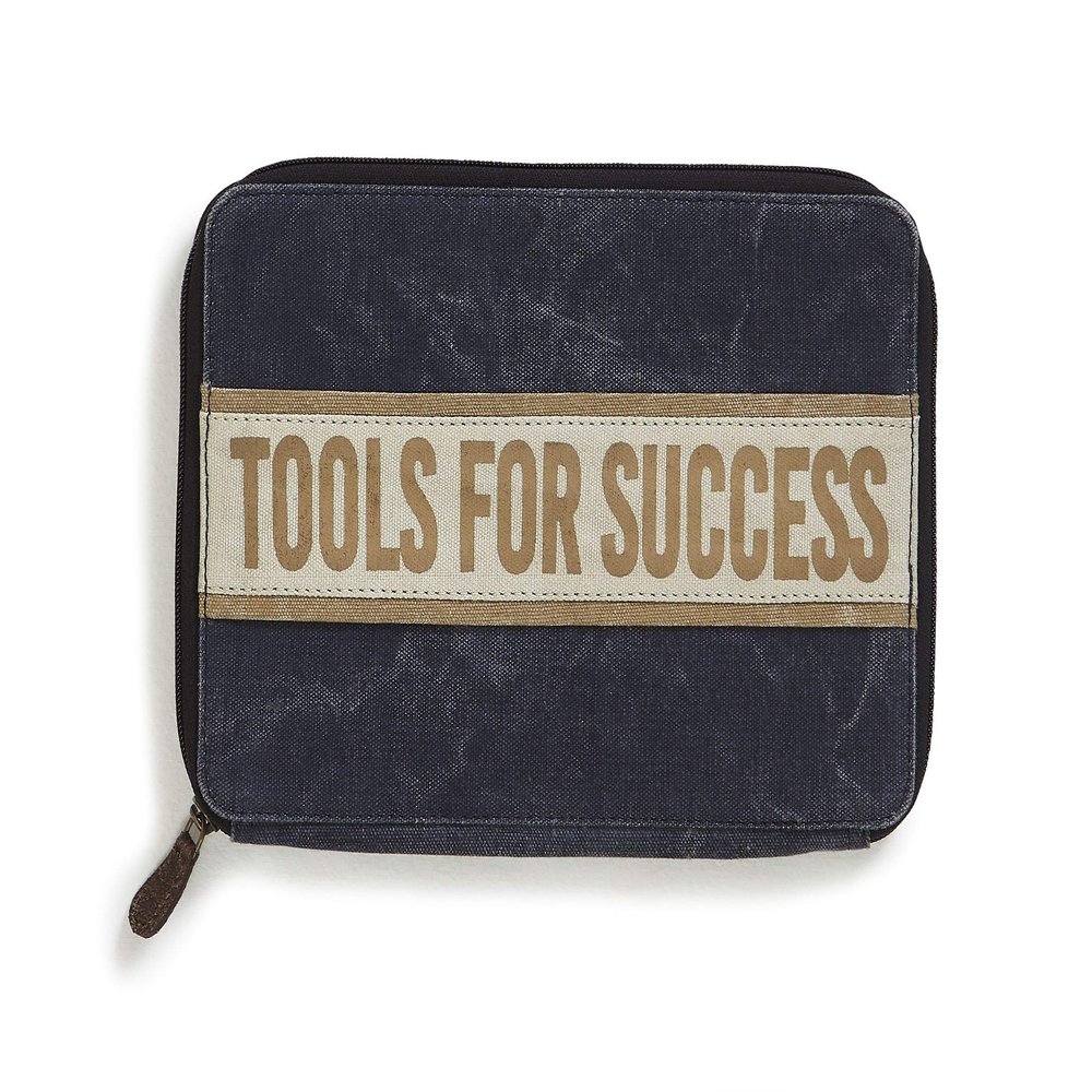 Mona B. Tools for Success Upcycled Canvas Tech Organizer Bag with Vegan Leather Trim M-5483