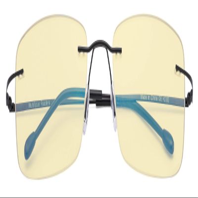 CessBlu Blue Light Blocking Glasses for Men Reading Computer Anti Glare UV Eyeglasses Flexible Rimless Yellow Filter (Black)+1.25