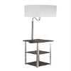 Ore International 6951ASN Dru Square Side Table Floor Lamp & Charging and USB Station, Brush Silver view 1