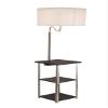 Ore International 6951ASN Dru Square Side Table Floor Lamp & Charging and USB Station, Brush Silver view 2